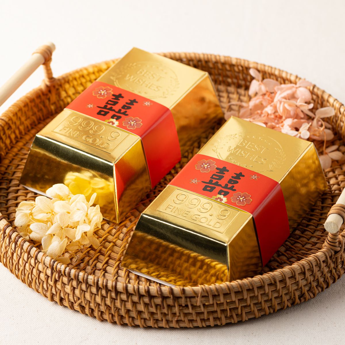 喜運金寶客製化金磚米｜質感金箔色包裝搭配客製化企業LOGO，最吸睛的商務謝禮與開工禮物
